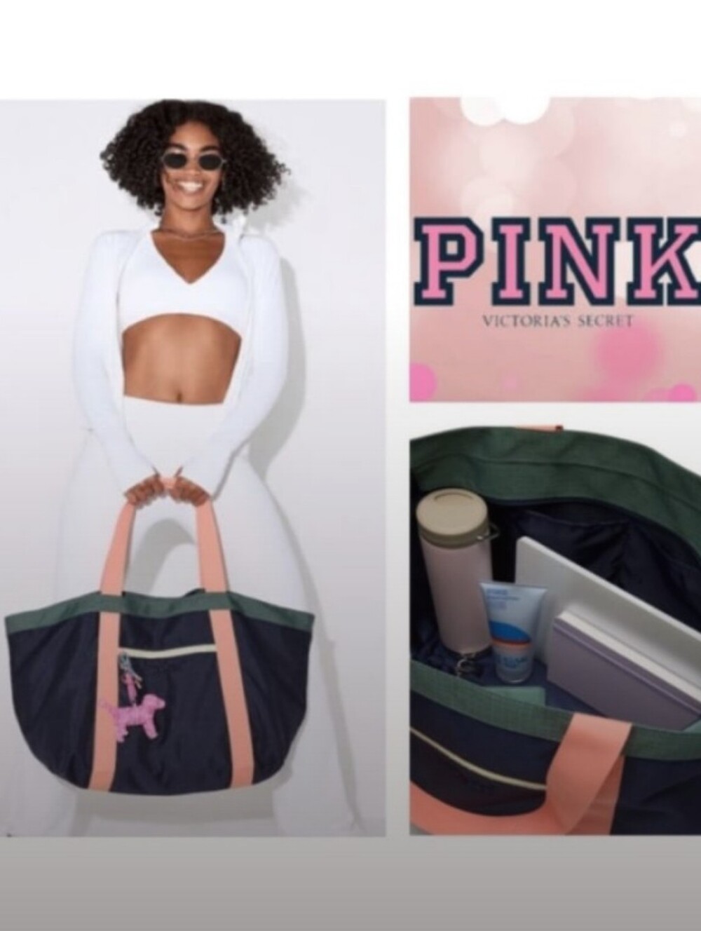 PINK Victoria's Secret-Canvas Weekender Tote Bag 🧡💙💚💛